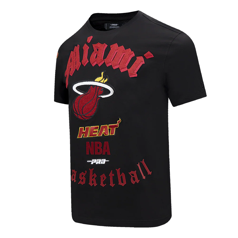 NBA MIAMI HEAT OLD ENGLISH MEN'S TEE (BLACK) - Image 8