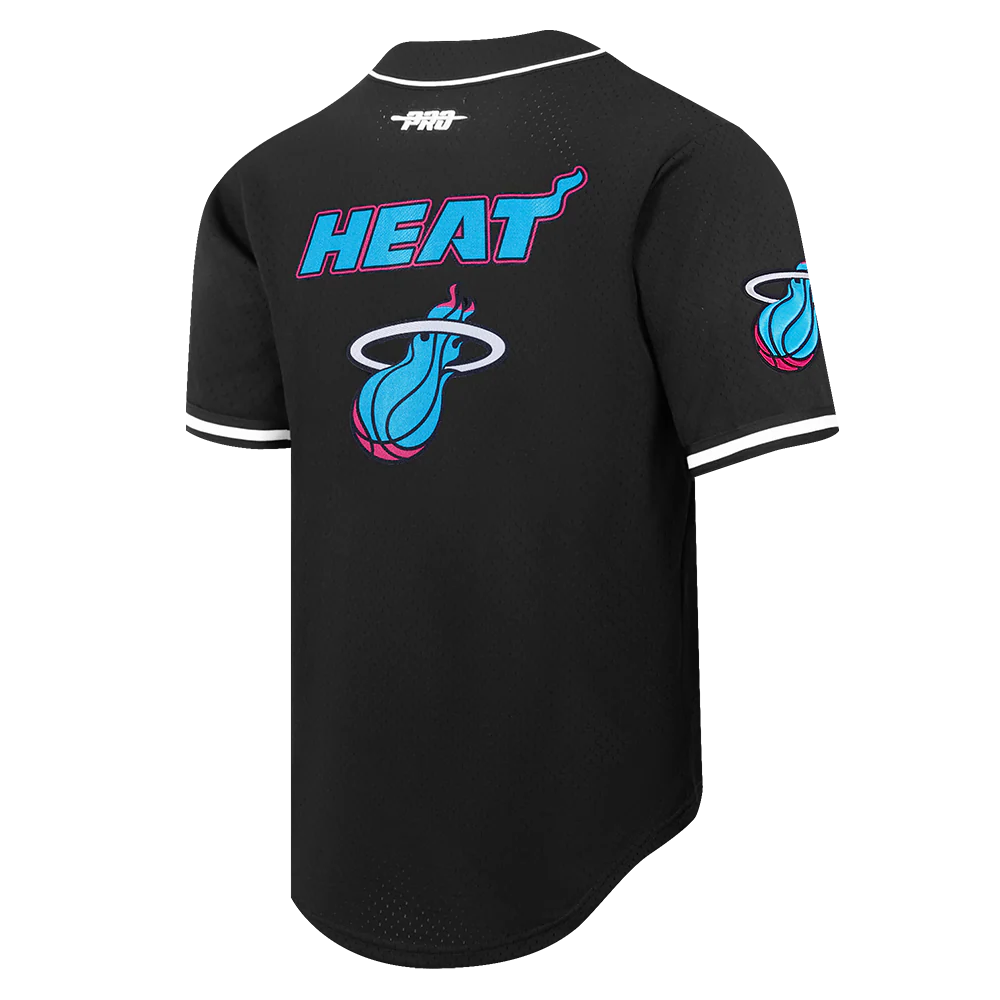 NBA MIAMI HEAT CITY EDITION 25-26 MEN'S MESH BUTTON DOWN SHIRT (BLACK) - Image 4
