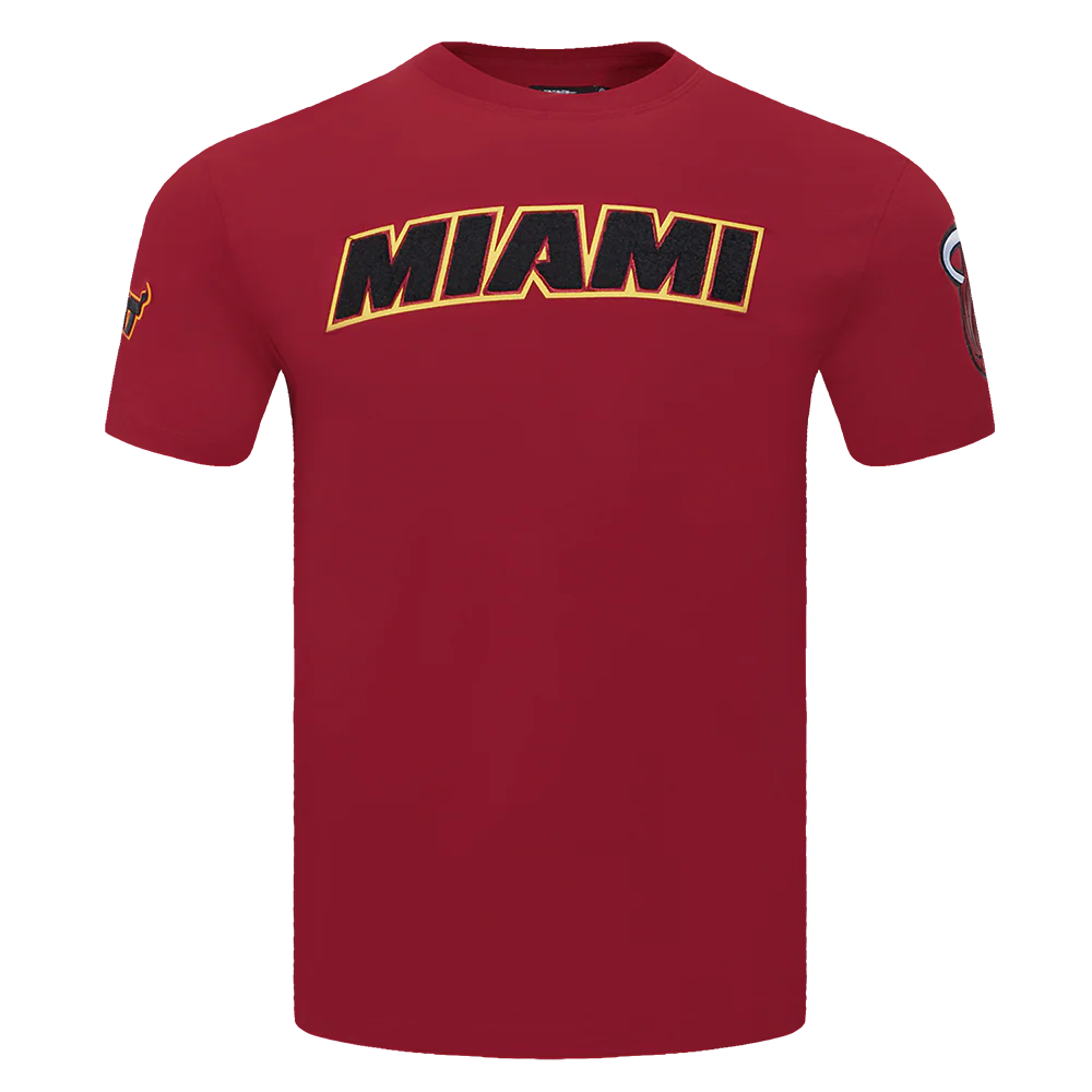 NBA MIAMI HEAT CLASSIC CHENILLE MEN'S TEE (CARDINAL RED)