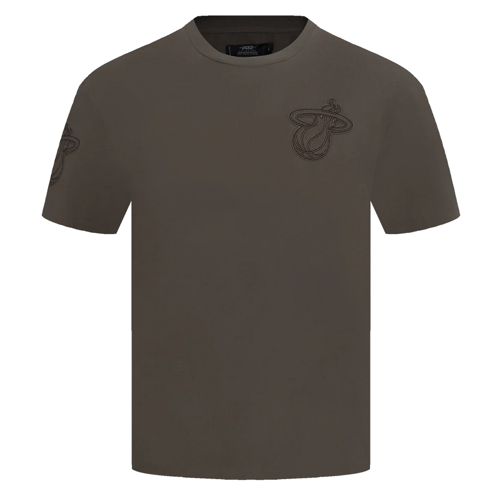 NBA MIAMI HEAT NEUTRAL MEN'S DROP SHOULDER TEE (DARK TAUPE)