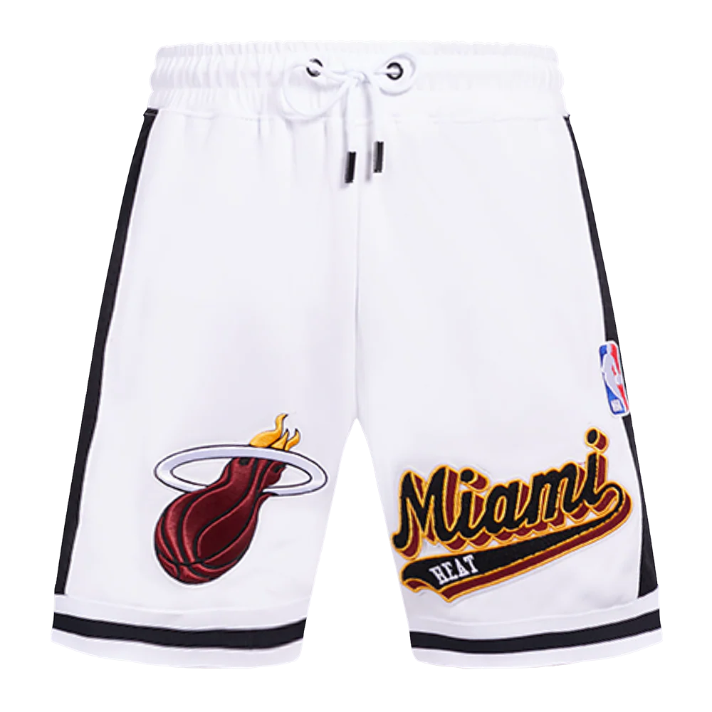 NBA MIAMI HEAT SCRIPT TAIL MEN'S DOUBLE KNIT 2.0 SHORT (WHITE/BLACK) - Image 2
