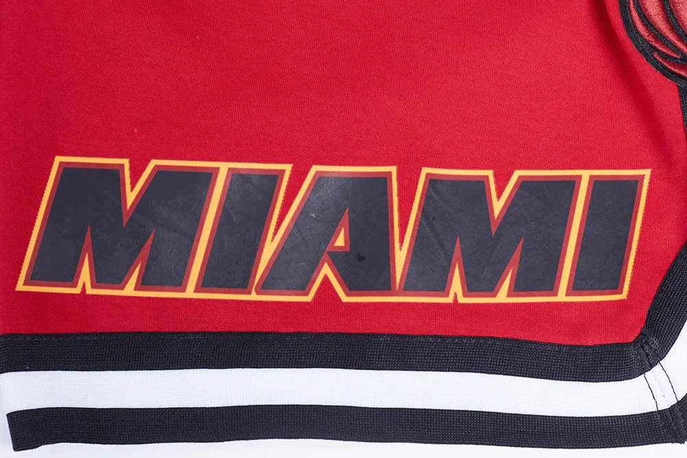 NBA MIAMI HEAT CLASSIC CHENILLE MEN'S SHORT (CARDINAL RED/BLACK) - Image 6