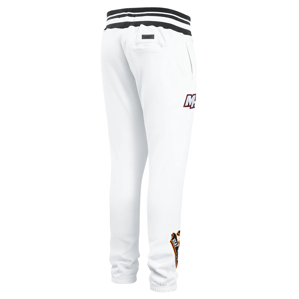 NBA MIAMI HEAT SCRIPT TAIL MEN'S RIB FLEECE SWEATPANT (WHITE/BLACK) - Image 3