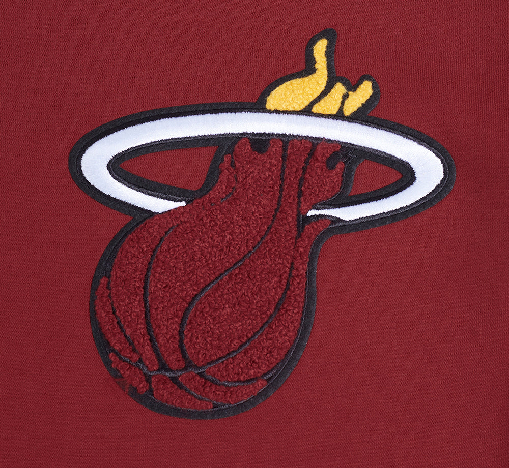 NBA MIAMI HEAT CLASSIC CHENILLE MEN'S PULLOVER HOODIE (CARDINAL RED) - Image 5