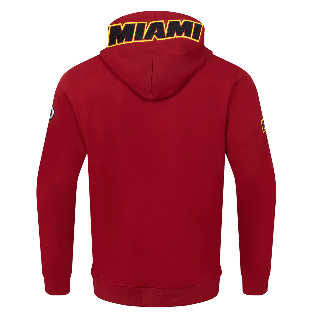 NBA MIAMI HEAT CLASSIC CHENILLE MEN'S FULL ZIP HOODIE (CARDINAL RED) - Image 3