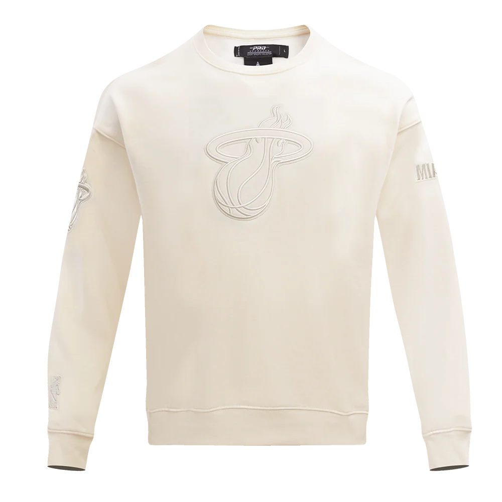 NBA MIAMI HEAT NEUTRAL DROP SHOULDER FLEECE CREWNECK (EGGSHELL) - Image 3