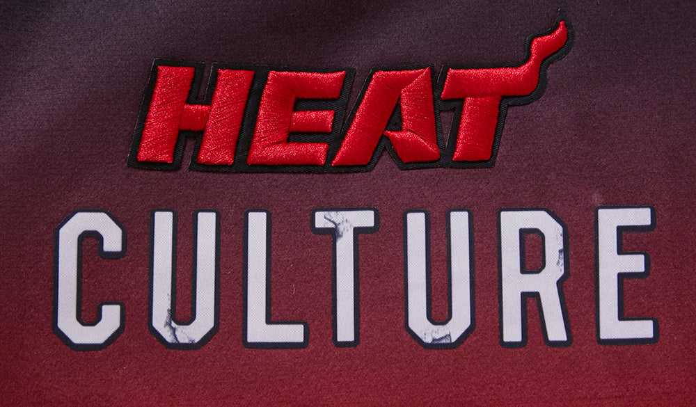 NBA MIAMI HEAT CHEST HEAT CULTURE MEN'S RIB WOOL VARSITY JACKET (BLACK/RED/BLACK) - Image 6