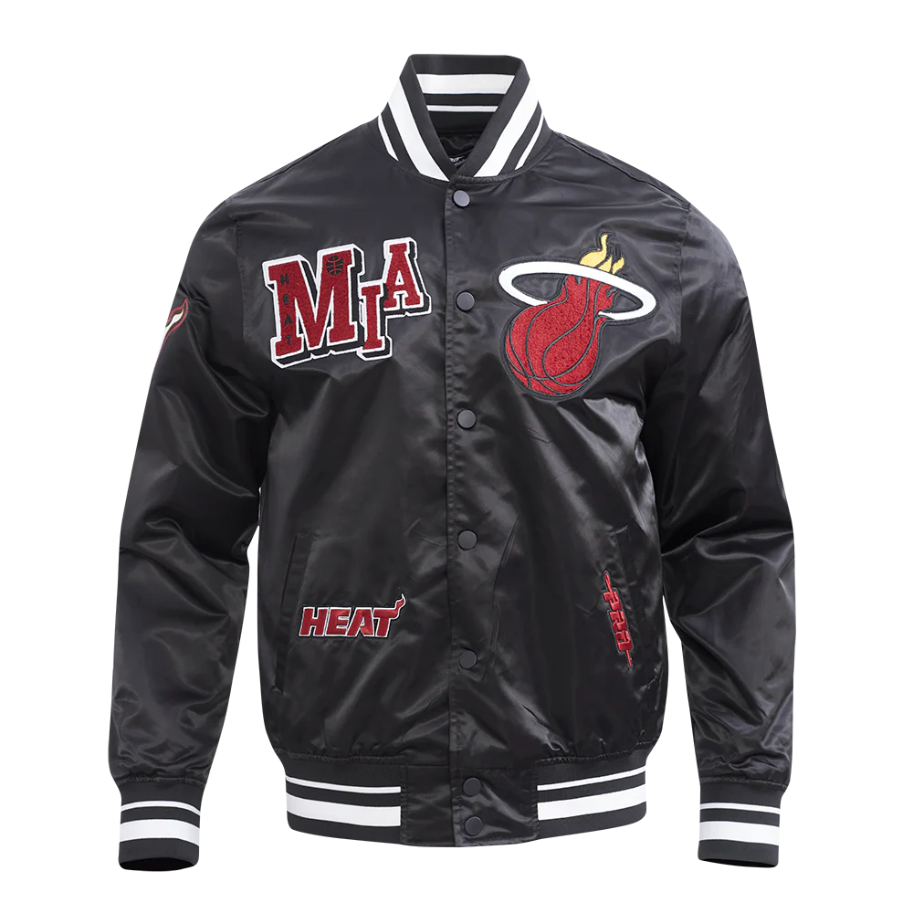 NBA MIAMI HEAT BEST OF MEN'S RIB SATIN JACKET (BLACK) - Image 5