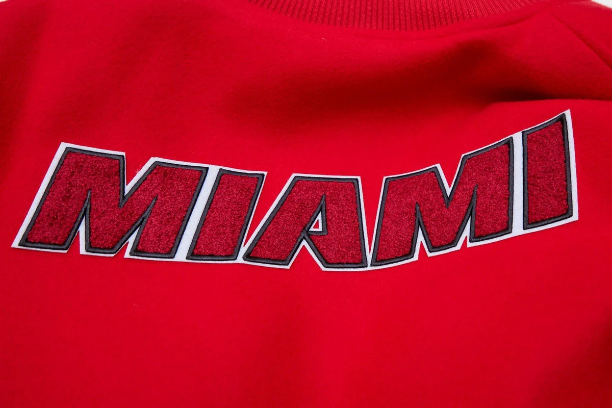 NBA MIAMI HEAT CLASSIC WOOL MEN'S VARSITY JACKET (RED/BLACK) - Image 6