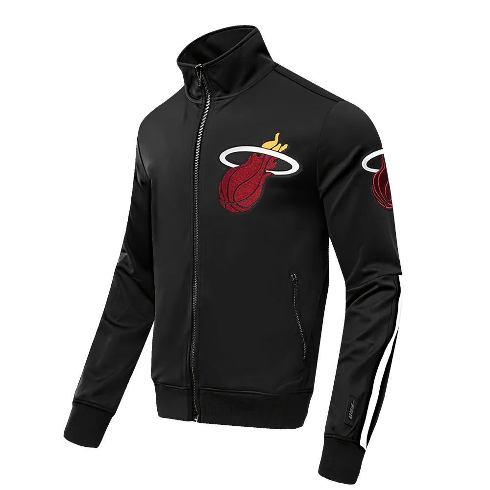 NBA MIAMI HEAT CLASSIC MEN'S DOUBLE KNIT TRACK JACKET (BLACK) - Image 2