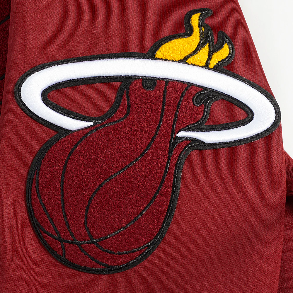 NBA MIAMI HEAT CLASSIC MEN'S DOUBLE KNIT TRACK JACKET (CARDINAL RED/BLACK) - Image 5
