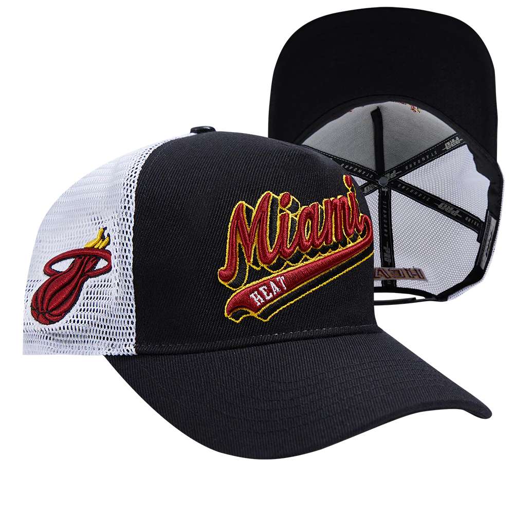 NBA MIAMI HEAT SCRIPT TAIL TRUCKER HAT (BLACK) - Image 7
