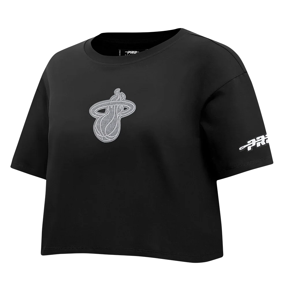 NBA MIAMI HEAT REVERSE FRENCH TERRY WOMEN'S SINGLE JERSEY BOXY TEE (BLACK) - Image 2
