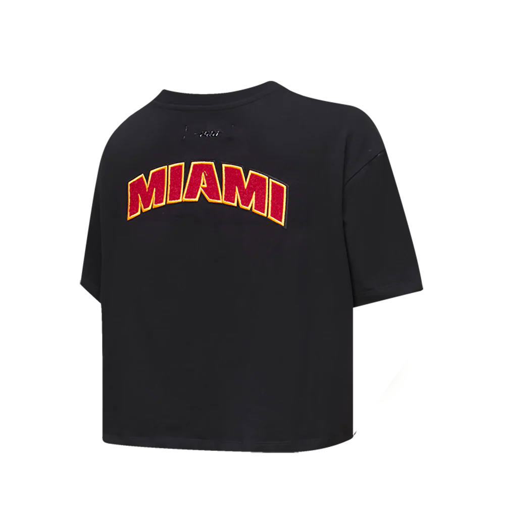 NBA MIAMI HEAT CLASSIC WOMEN'S BOXY TEE (BLACK) - Image 3