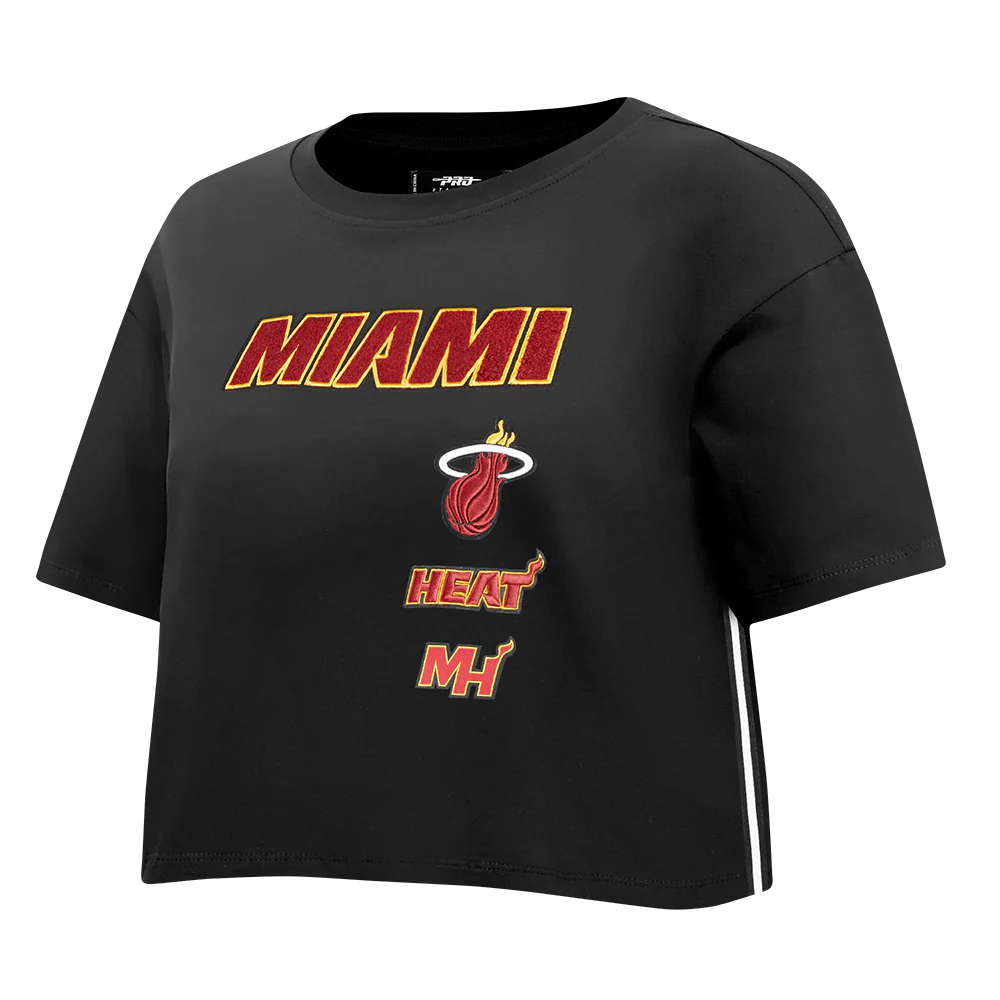 NBA MIAMI HEAT RETRO CLASSIC WOMEN'S BOXY TEE (BLACK) - Image 2