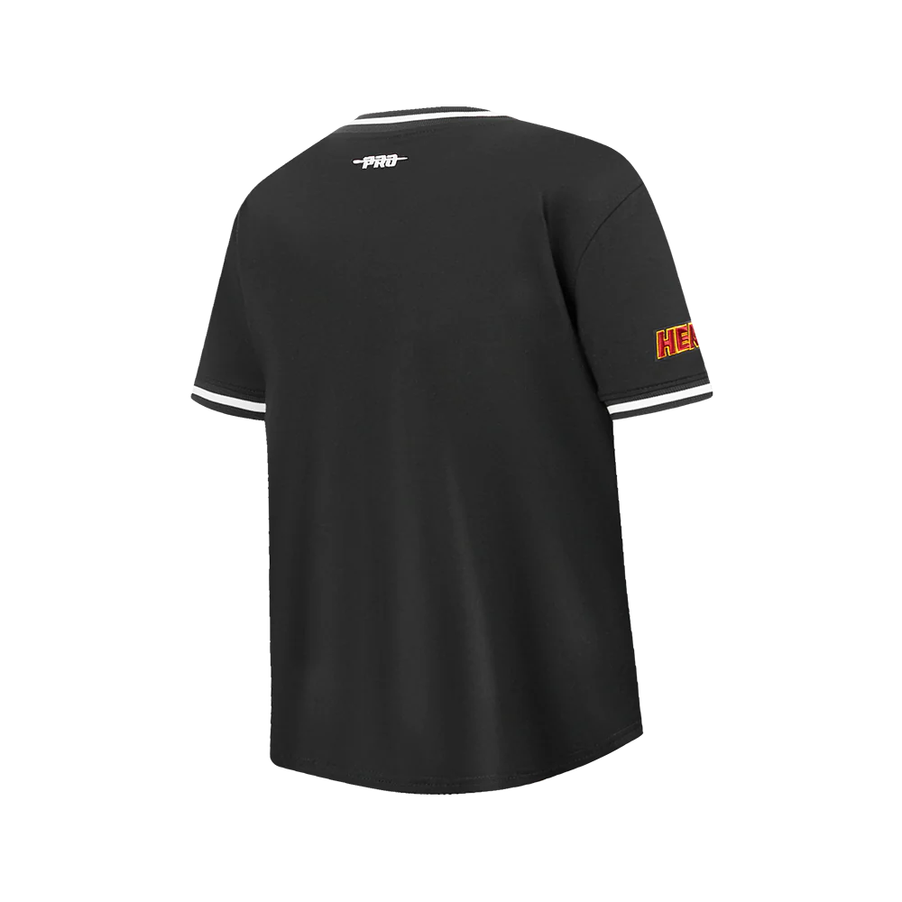 NBA MIAMI HEAT CLASSIC BIG BOYS SHORT SLEEVE STRIPED RIB TEE (BLACK) - Image 4