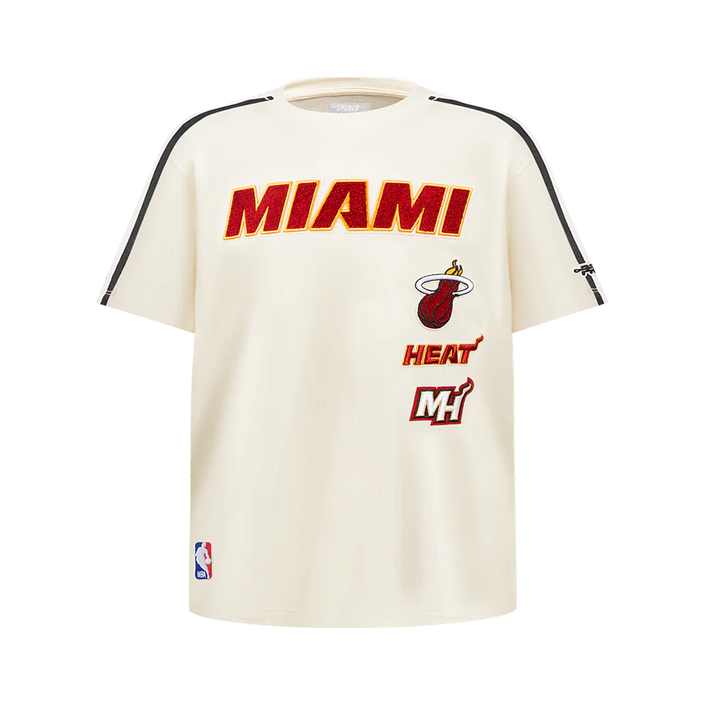 NBA MIAMI HEAT RETRO CLASSIC BIG BOY'S SS TAPING TEE (EGGSHELL/ BLACK)