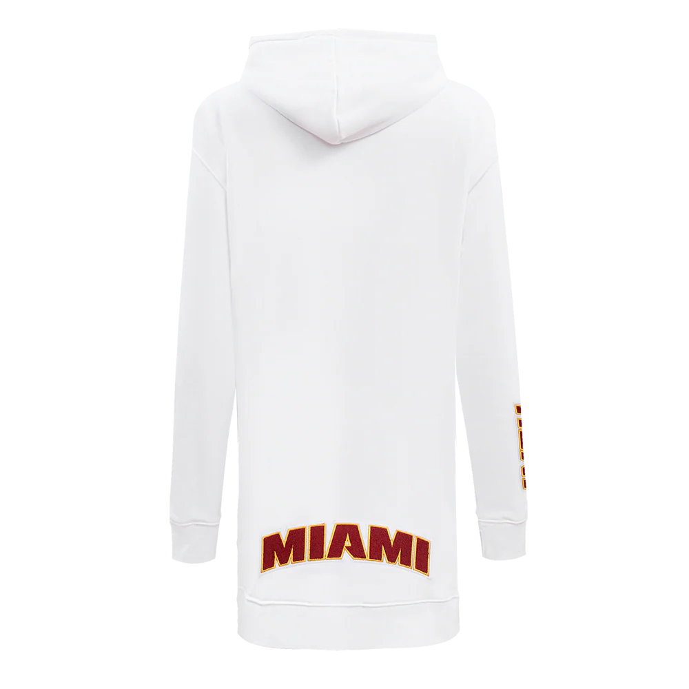 NBA MIAMI HEAT CLASSIC FLEECE HOODIE DRESS (WHITE) - Image 3
