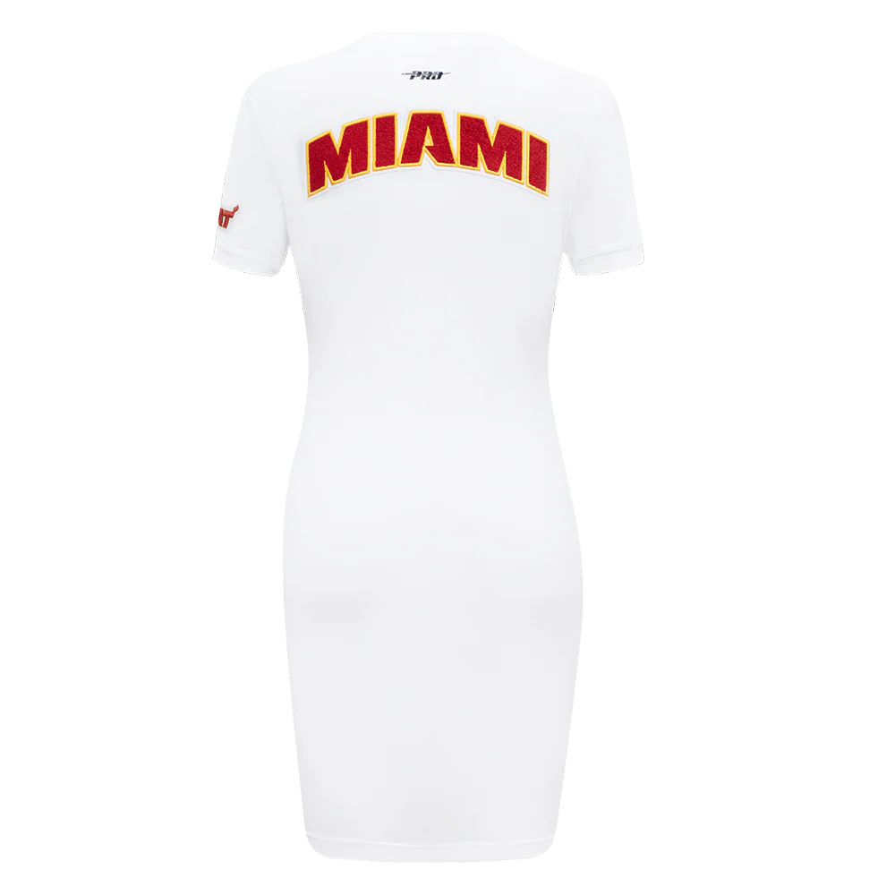 NBA MIAMI HEAT CLASSIC WOMEN'S BODYCON DRESS (WHITE) - Image 3