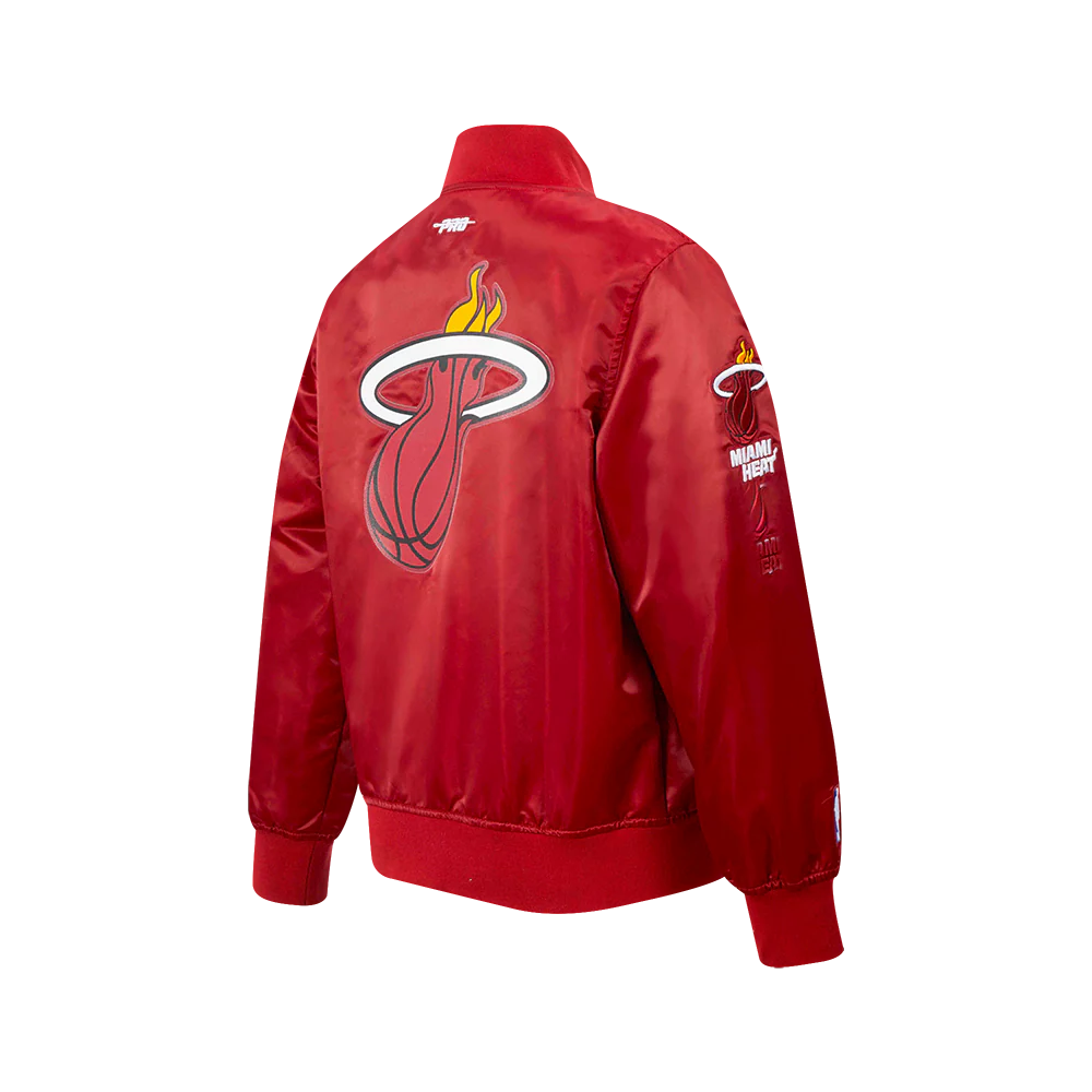 NBA MIAMI HEAT CLASSIC BIG BOYS SATIN JACKET (CARDINAL RED) - Image 4