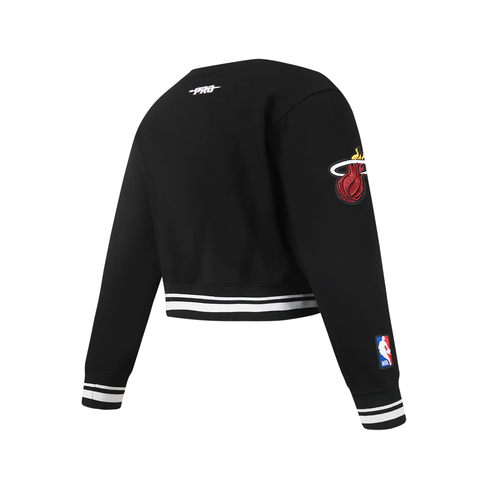 NBA MIAMI HEAT RETRO CLASSIC BIG GIRLS RIB FLEECE CREWNECK (BLACK) - Image 4