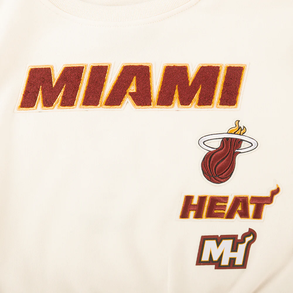 MIAMI HEAT RETRO CLASSIC BIG GIRL'S RIB FLC CREWNECK (EGGSHELL/ BLACK) - Image 5