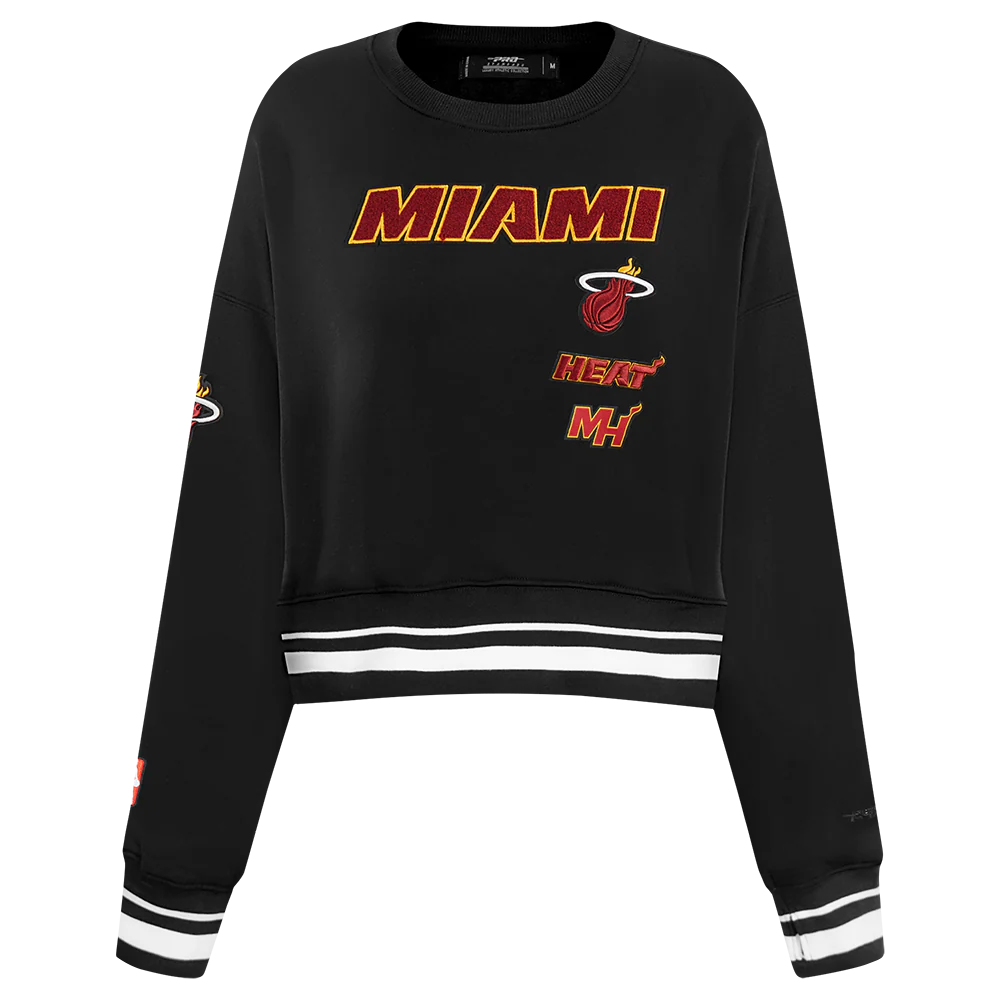 NBA MIAMI HEAT RETRO CLASSIC WOMEN'S CREWNECK (BLACK)