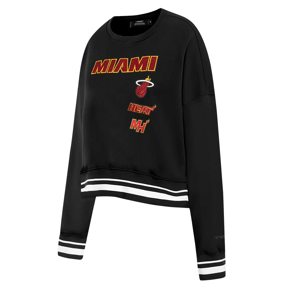 NBA MIAMI HEAT RETRO CLASSIC WOMEN'S CREWNECK (BLACK) - Image 2