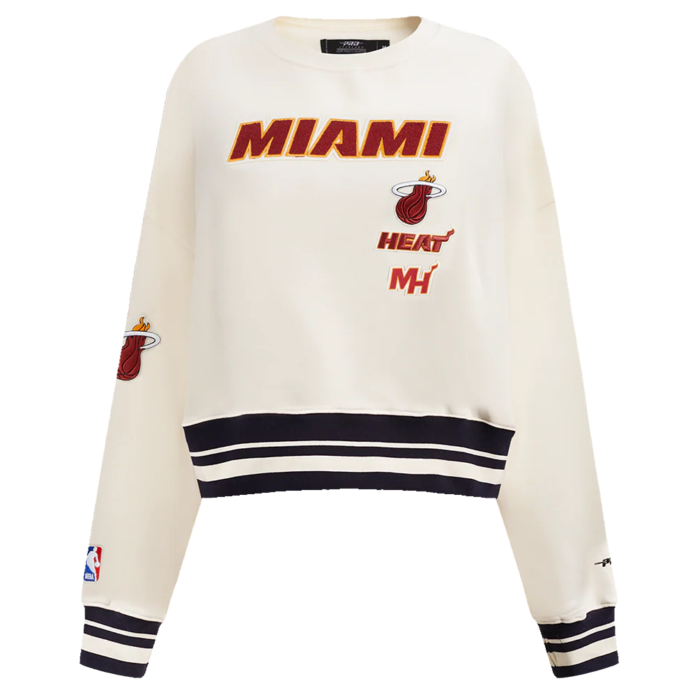 NBA MIAMI HEAT RETRO CLASSIC WOMEN'S CREWNECK (EGGSHELL/ BLACK)
