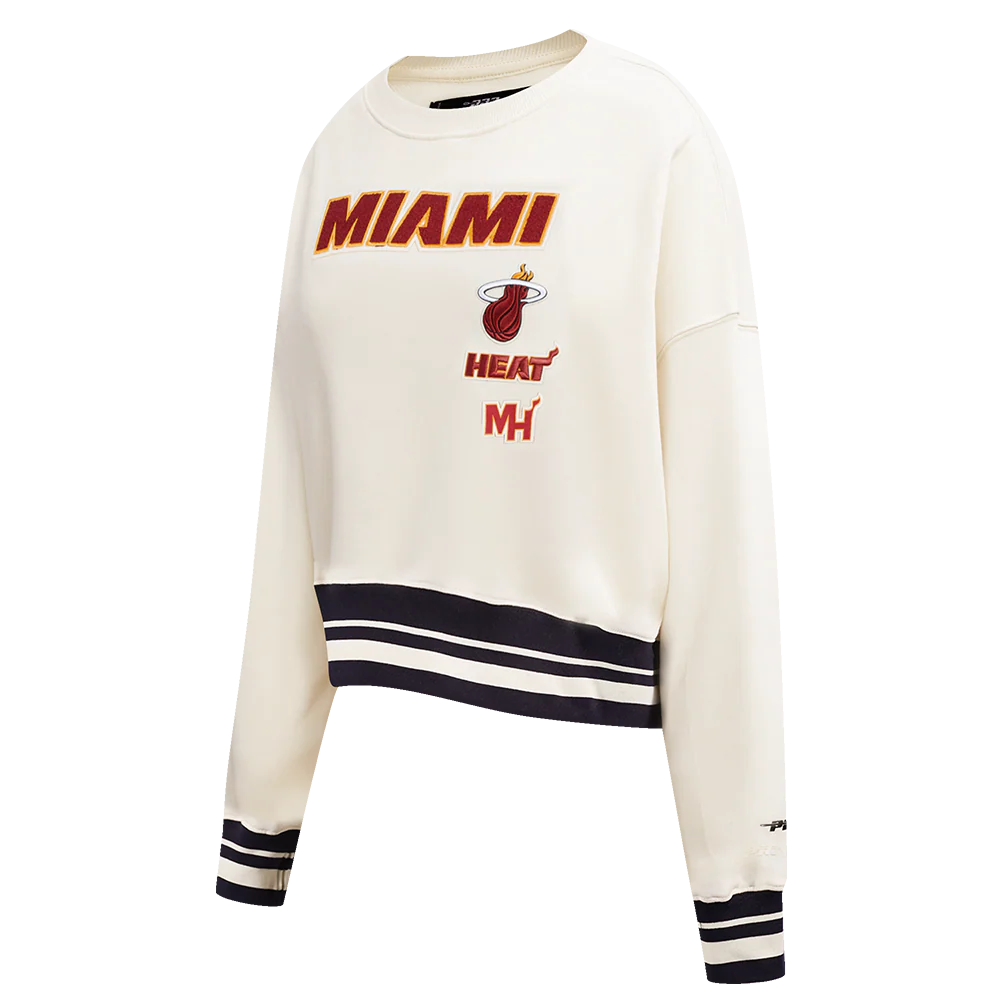 NBA MIAMI HEAT RETRO CLASSIC WOMEN'S CREWNECK (EGGSHELL/ BLACK) - Image 2