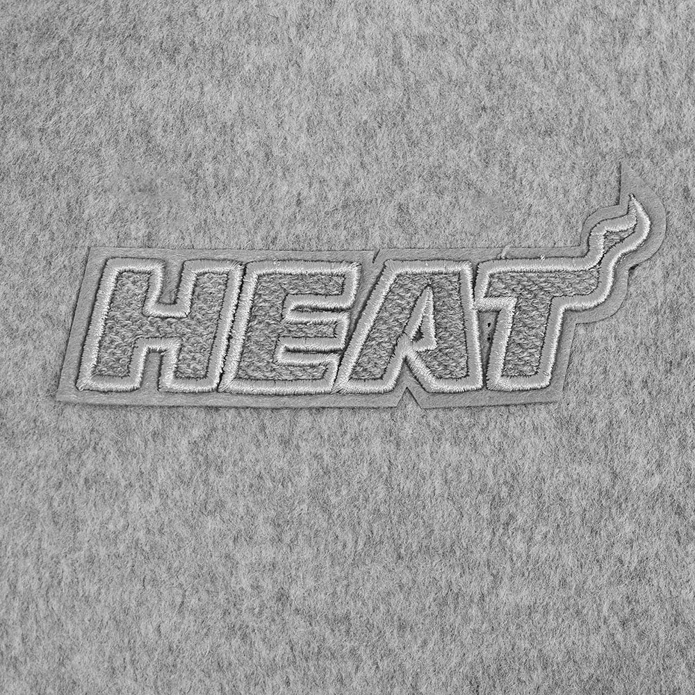 NBA MIAMI HEAT REVERSE FRENCH TERRY WOMEN'S WOOL VARSITY JACKET (BLACK/GRAY/EGGSHELL) - Image 7