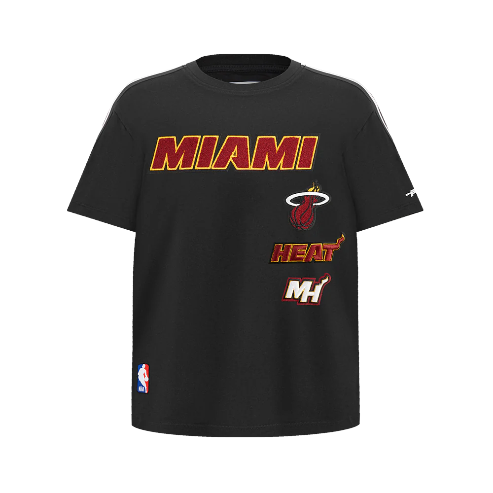 NBA MIAMI HEAT RETRO CLASSIC LITTLE BOYS SHORT SLEEVE TAPING TEE (BLACK)