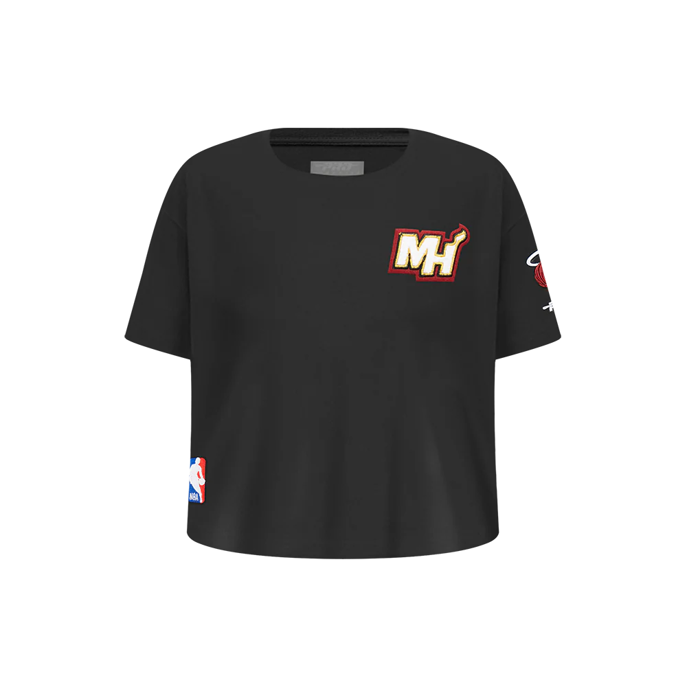 NBA MIAMI HEAT CLASSIC LITTLE GIRLS SHORT SLEEVE BOXY TEE (BLACK)