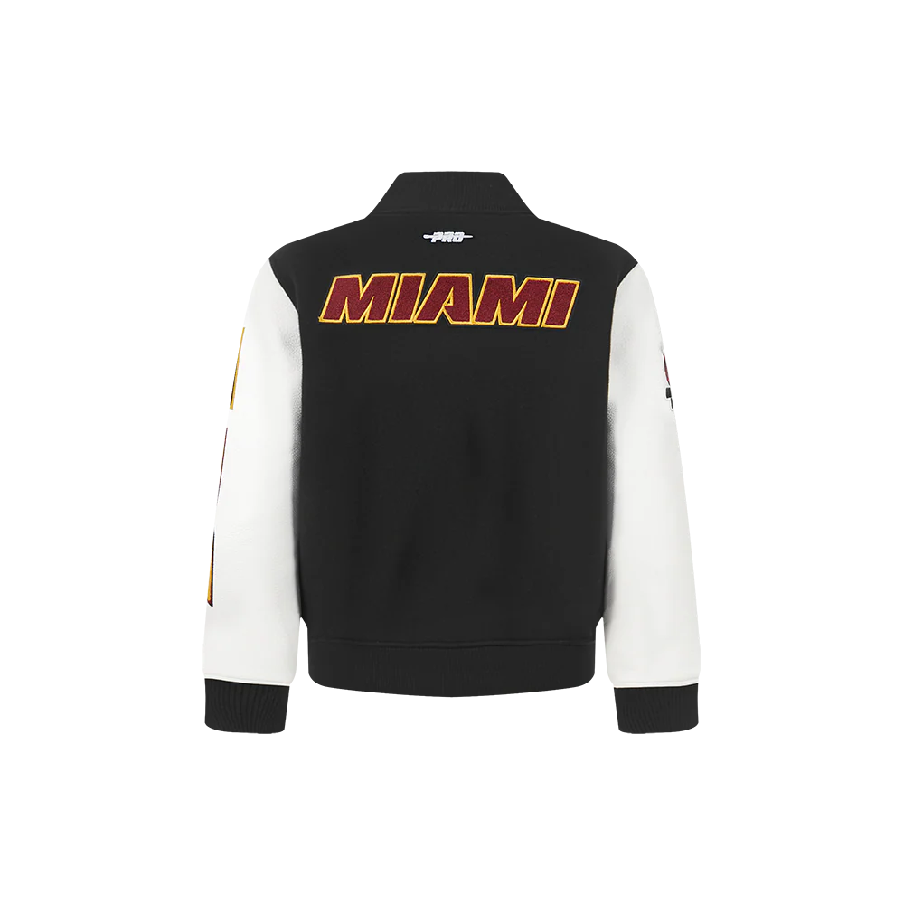 NBA MIAMI HEAT CLASSIC TODDLER BOYS WOOL VARSITY JACKET (BLACK/WHITE) - Image 3