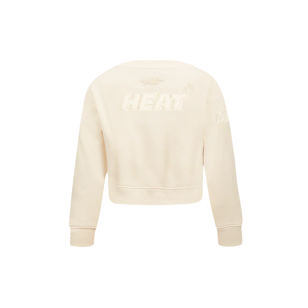 NBA MIAMI HEAT NEUTRAL TODDLER GIRLS FLEECE CREWNECK (EGGSHELL) - Image 3