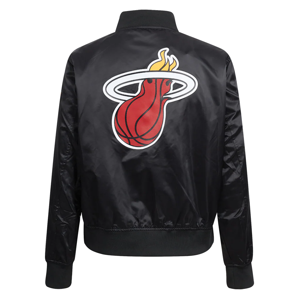 NBA MIAMI HEAT CLASSIC WOMEN'S SATIN JACKET (BLACK) - Image 3