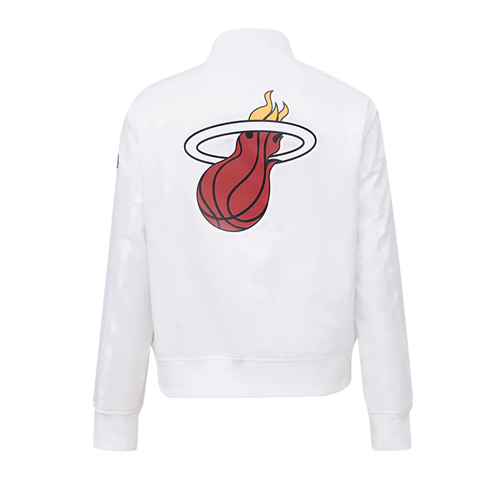 NBA MIAMI HEAT CLASSIC WOMEN'S SATIN JACKET (WHITE) - Image 4