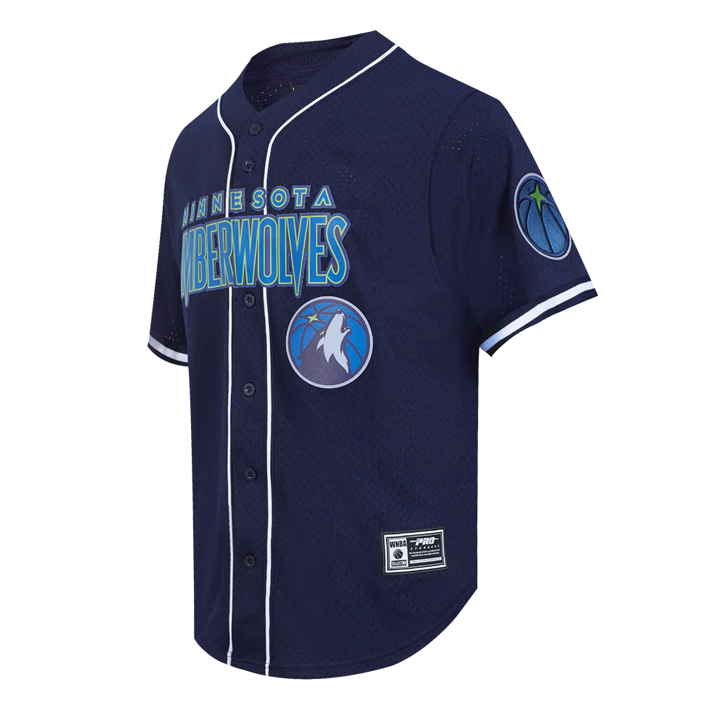 MINNESOTA TIMBERWOLVES CLASSIC MESH MEN'S BUTTON DOWN SHIRT (MIDNIGHT NAVY) - Image 4
