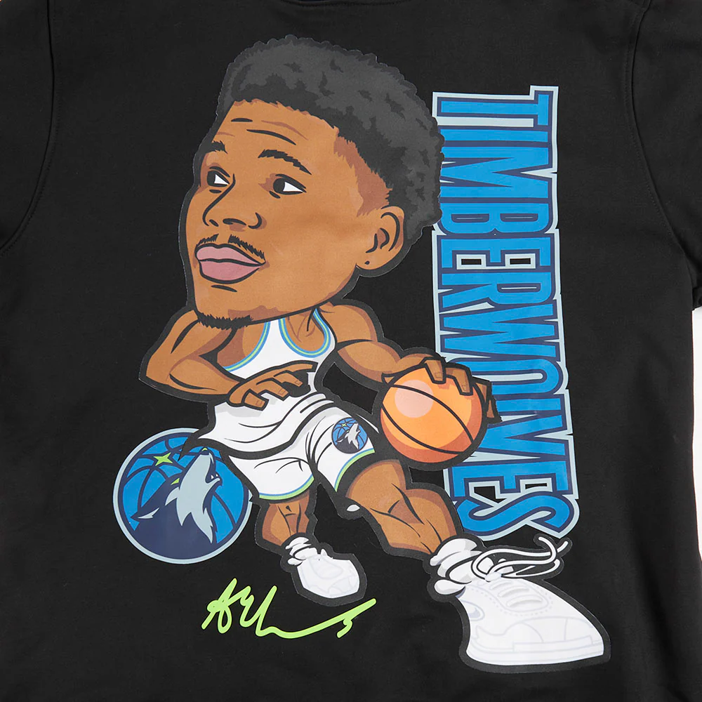 NBA MINNESOTA TIMBERWOLVES ANTHONY EDWARDS #5 REMIX AVATAR MEN'S FLEECE PULLOVER HOODIE (BLACK) - Image 5