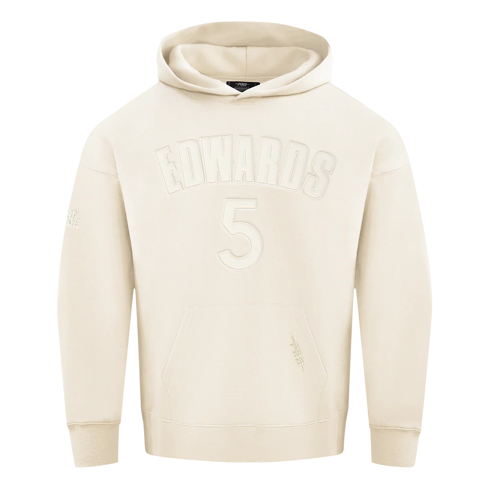 NBA MINNESOTA TIMBERWOLVES ANTHONY EDWARDS #5 NEUTRAL PNN MEN'S DROP SHOULDER FLC PO HOODIE (EGGSHELL) - Image 3