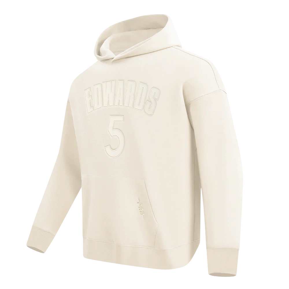 NBA MINNESOTA TIMBERWOLVES ANTHONY EDWARDS #5 NEUTRAL PNN MEN'S DROP SHOULDER FLC PO HOODIE (EGGSHELL) - Image 4