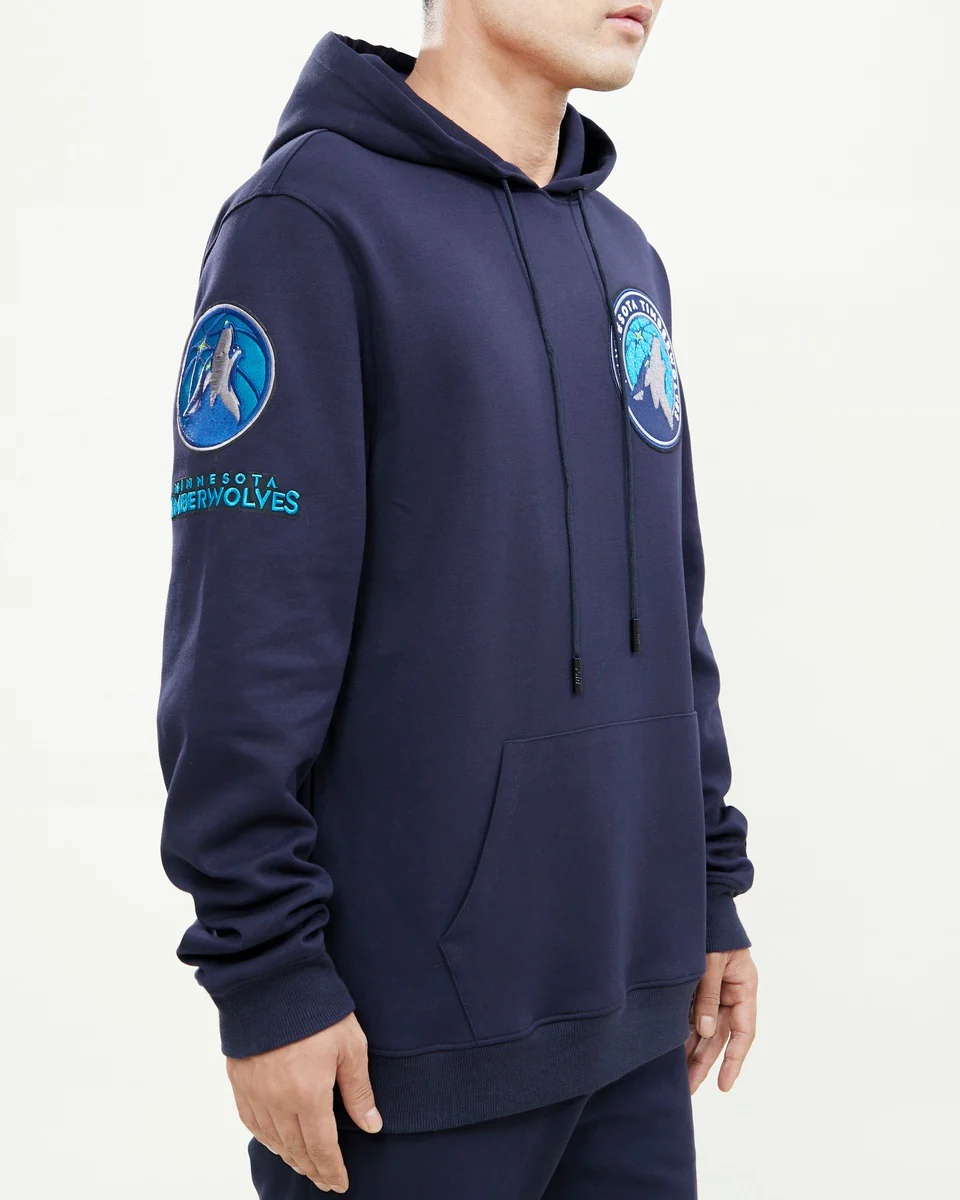 NBA MINNESOTA TIMBERWOLVES CLASSIC CHENILLE MEN'S PULLOVER HOODIE (MIDNIGHT NAVY) - Image 3