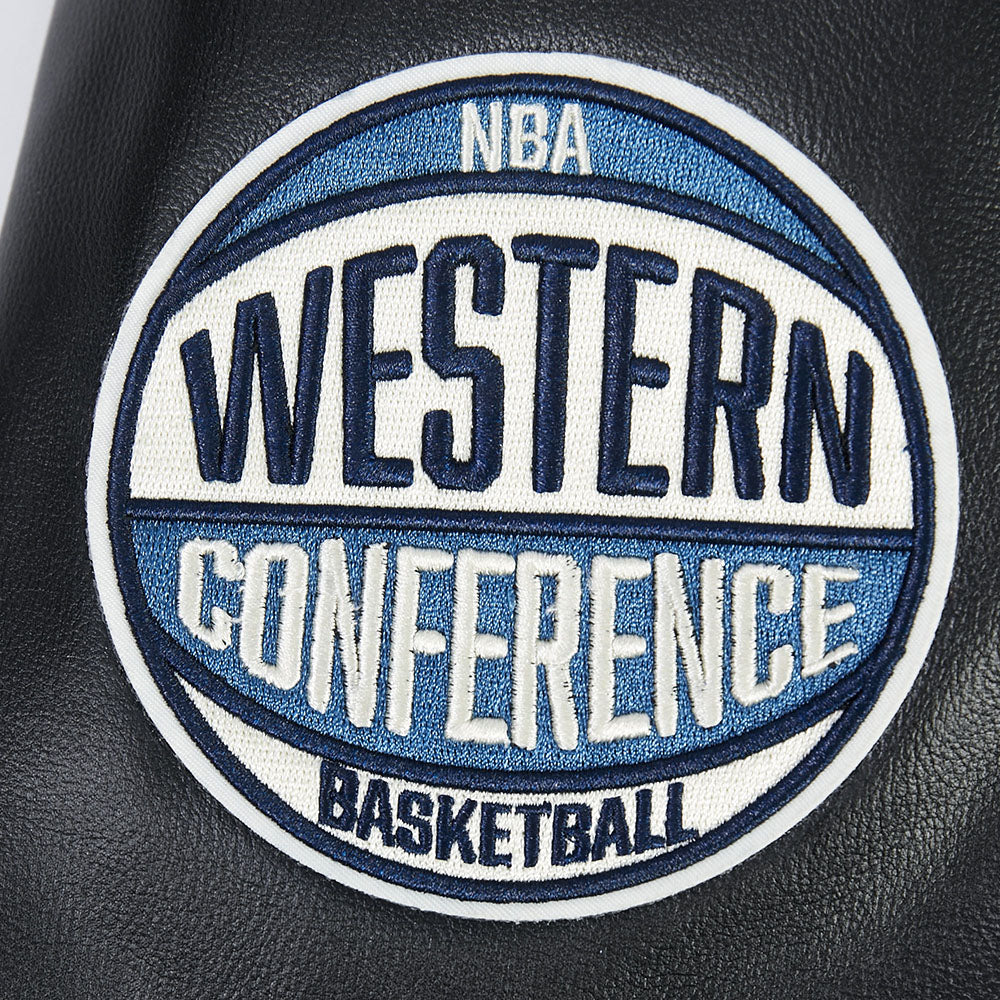 NBA MINNESOTA TIMBERWOLVES MODERN ORIGINALS MEN'S LEATHER VARSITY JACKET (JET BLACK) - Image 5