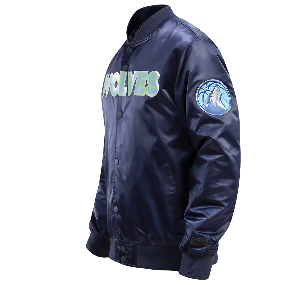 NBA MINNESOTA TIMBERWOLVES BIG LOGO MEN'S SATIN JACKET (MIDNIGHT NAVY) - Image 2