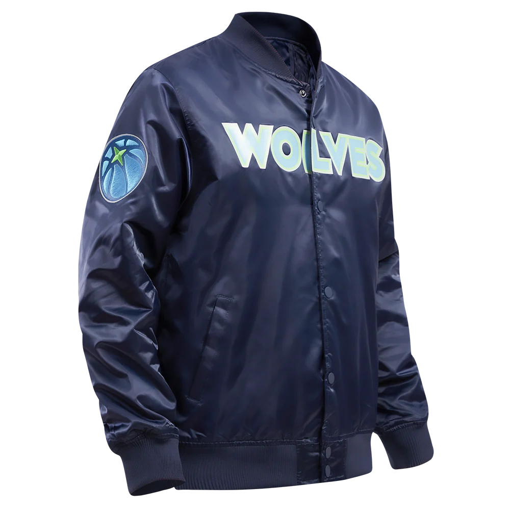 NBA MINNESOTA TIMBERWOLVES BIG LOGO MEN'S SATIN JACKET (MIDNIGHT NAVY) - Image 4