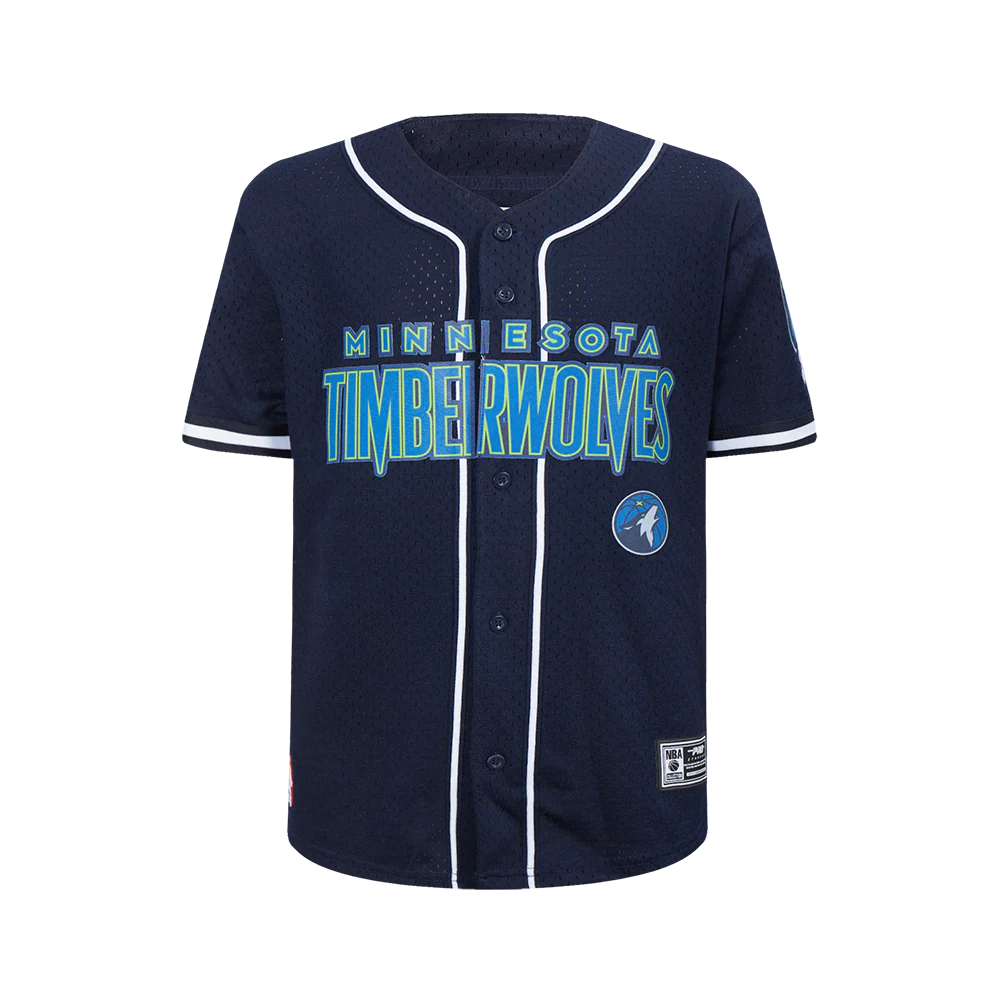 MINNESOTA TIMBERWOLVES CLASSIC BIG BOY'S MESH BUTTON DOWN SHIRT (MIDNIGHT NAVY)