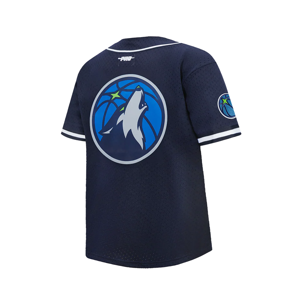NBA MINNESOTA TIMBERWOLVES ANTHONY EDWARDS #5 CLASSIC MESH PNN BIG BOY'S MESH BUTTON DOWN SHIRT (MIDNIGHT NAVY) - Image 4