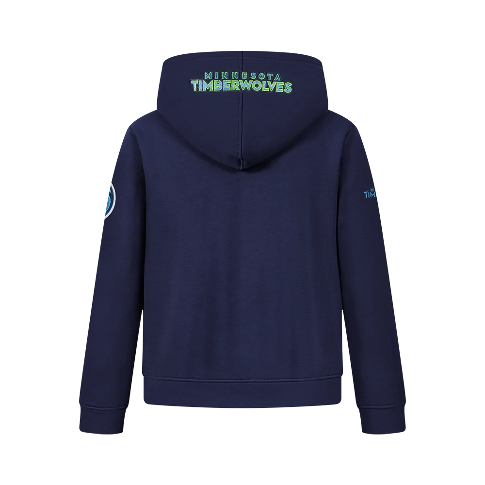 NBA MINNESOTA TIMBERWOLVES CLASSIC BIG BOY'S FLC FZ PO HOODIE (MIDNIGHT NAVY) - Image 3