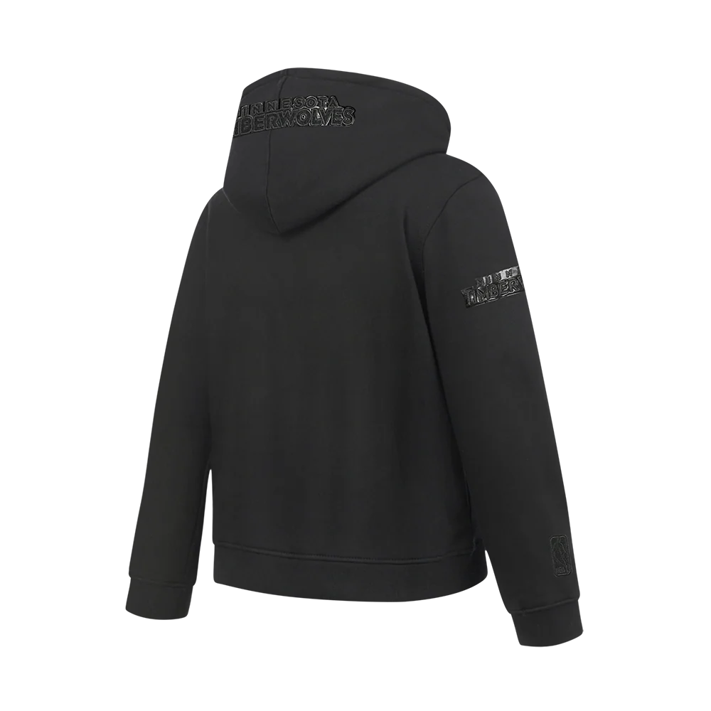 NBA MINNESOTA TIMBERWOLVES TRIPLE BLACK BIG BOYS FLC PO HOODIE (BLACK) - Image 4