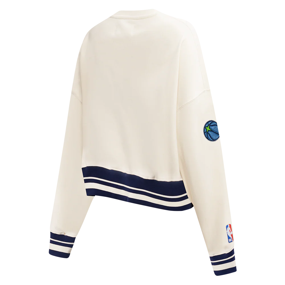 NBA MINNESOTA TIMBERWOLVES RETRO CLASSIC WOMEN'S RIB FLC CREWNECK (EGGSHELL/ MIDNIGHT NAVY) - Image 4